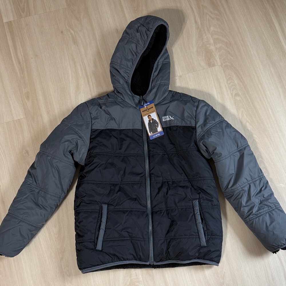 Eddie Bauer Kids Charcoal and Black Puffer Jacket